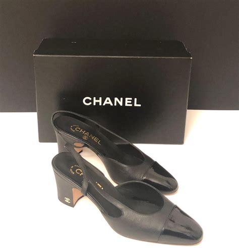 chanel slingback heels black|vintage Chanel slingback.